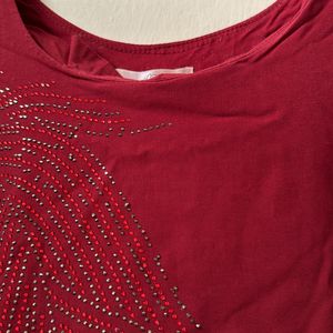 Kurti Maroon With Sequence