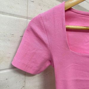 Amisu Square Neck Pink Top