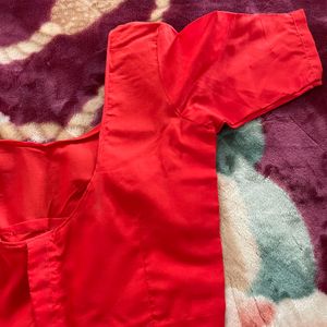 Four Tucks Red Blouse