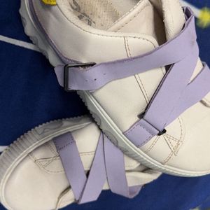 White Lavender Strap Trendy Shoes