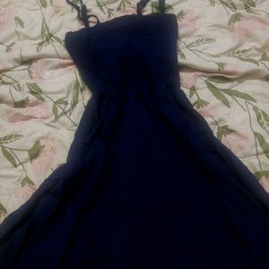 full length navy blue dress