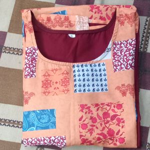 Maroon Printed Kurta