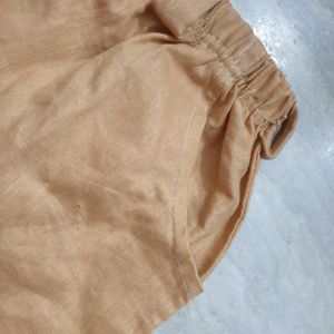 Khaki Casual Cotton Shorts With Belt