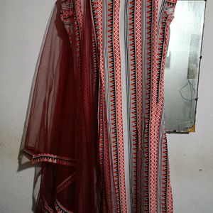 Straight Kurti Pant Set With Dupatta