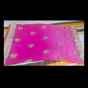 Pink Chiffon Saree