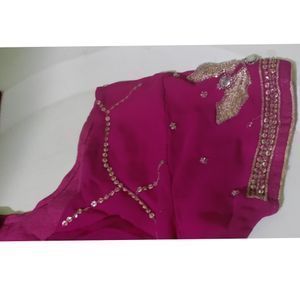 Heavy work party wear saree for women with blouse.