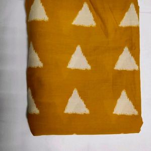 Cambric Cotton Mustard/Cream Triangle Print Fabric