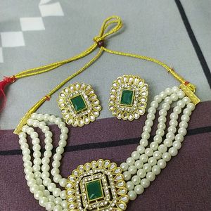 Moti Pearl Green | Alloy Jewel Set