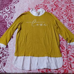 Yellow Full Sleeves Collar T-shirt