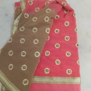 Beige And Pink Saree