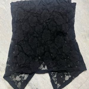 black lacy sequin tube top y2k