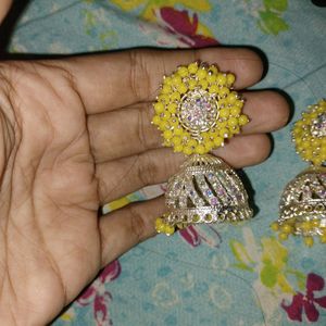 Yellow Jhumka Earring