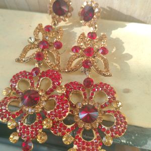 Stone Red Earrings