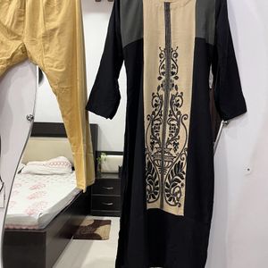 Combo Kurta Leggings - Black & Cream