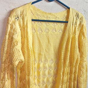 Winter Fashion Shrug Sweater Full-sleeve Yellow