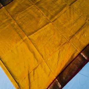 Yellow N Red Colour Pure Gadwal Saree