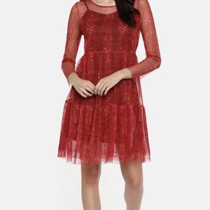 Vero Moda Red Sheer Dress (Size L)