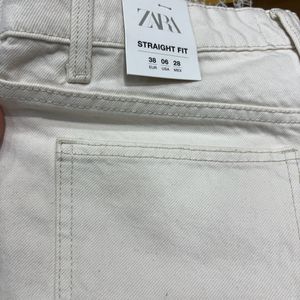 Zara Beige Grunge Trousers Size -28