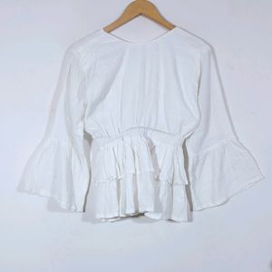 Peplum V Neck Tops(Women's)