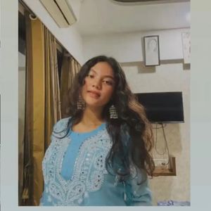 Blue Chikankari Long Kurti