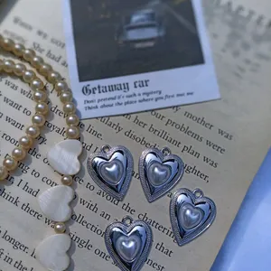 Vintage Silver Heart Pendant Charms 🌙🤍