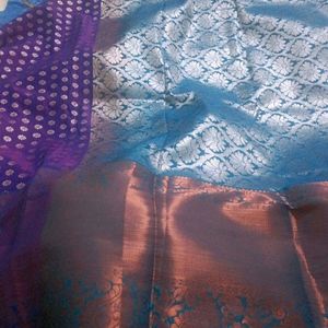 New Stunning Blue Semi Venkatagiri Pattu Saree