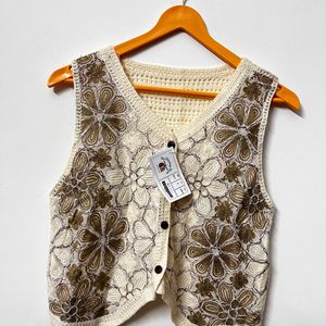 Crochet Beige Vest