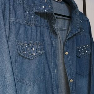 Blue Shirt With Silver Glittery Stones (Partywear)