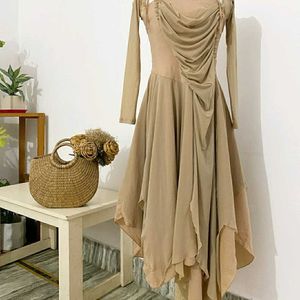 Beige Asymmetrical dress