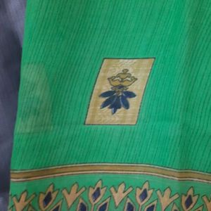 New Printed Green Saree