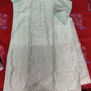 Mint Green Pure Muslin 3 Pc Set