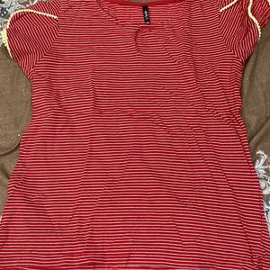 Shyla Red Top White Strips Size Xl