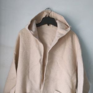 Hooded Beige Long Coat