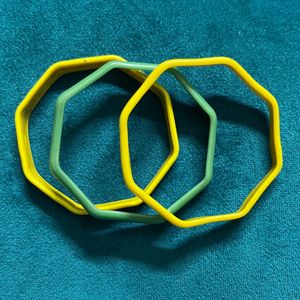 Yellow And Green Combo Lac Bangles