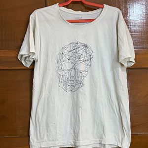 Unisex White Skull Print T-shirt