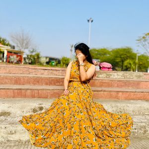 Mustard Yellow Full Flared Dress