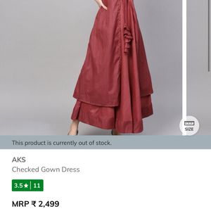 Aks Checked Gown Dress