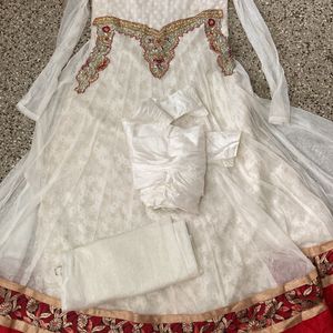 White Anarkali Set For Grabs