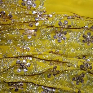 Sequined Yellow Saree