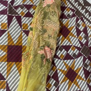 Yellow Colour Net Gown Full Slvees