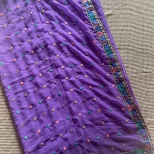 Lavender Saree With Blouse