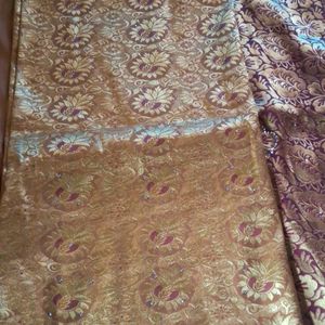 Golden Colour Saree With Full Zari Work