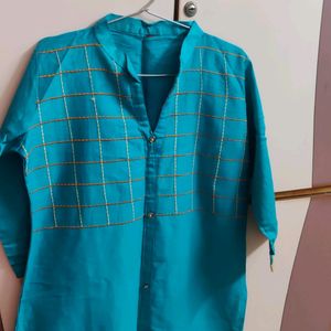 Sea Green Straight Kurti