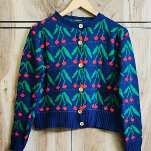 Navy Blue & Green Cardigan Size 36-38