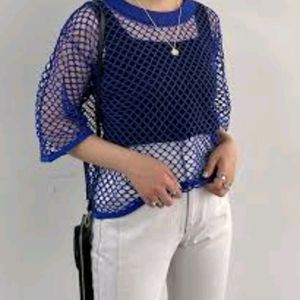 Pinterest Navy Blue Mesh Top