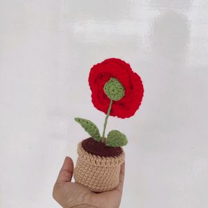 Crochet Rose Flower Pot