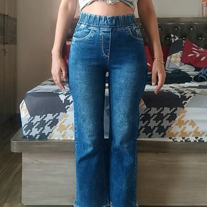 Trendy High Rise Blue Slim Jeans For Women