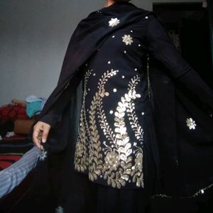 Beautiful Black And Golden Kurtha Set