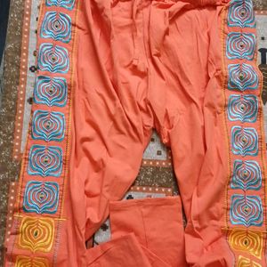 Orange Embroidered Legging