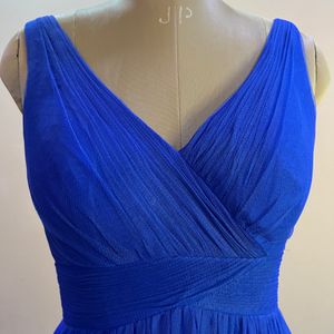 Blue Elegant V Neck Net Gown (Bust:32/34)